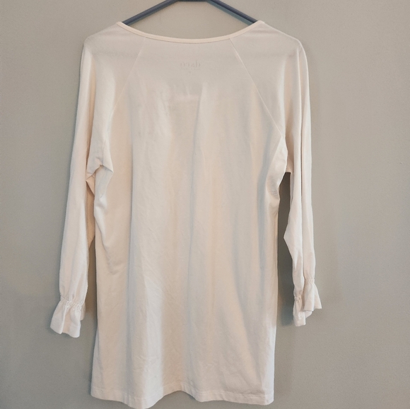 EUC Denim and Co White Long Sleeve Tie front Shirt.  Size M.   Very comfortable. - Picture 4 of 4